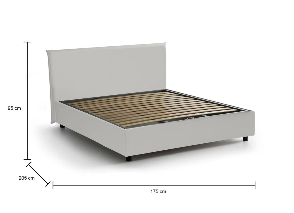 Letto Matrimoniale Scolecite, Letto Matrimoniale Contenitore Made in Italy, Bianco