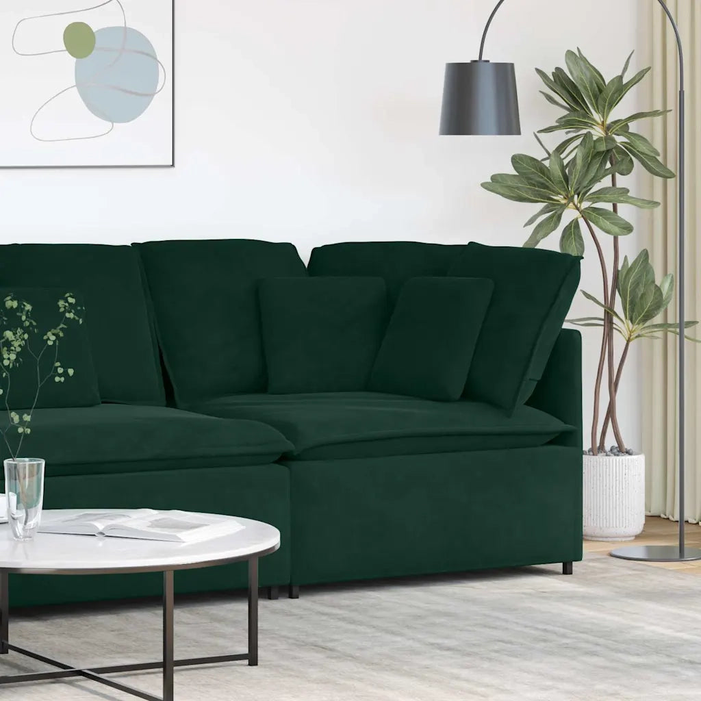 Modulo Angolare Divano Modulare con Cuscini-Sofa Modulare-Divanetto Verde Scuro 100 cm