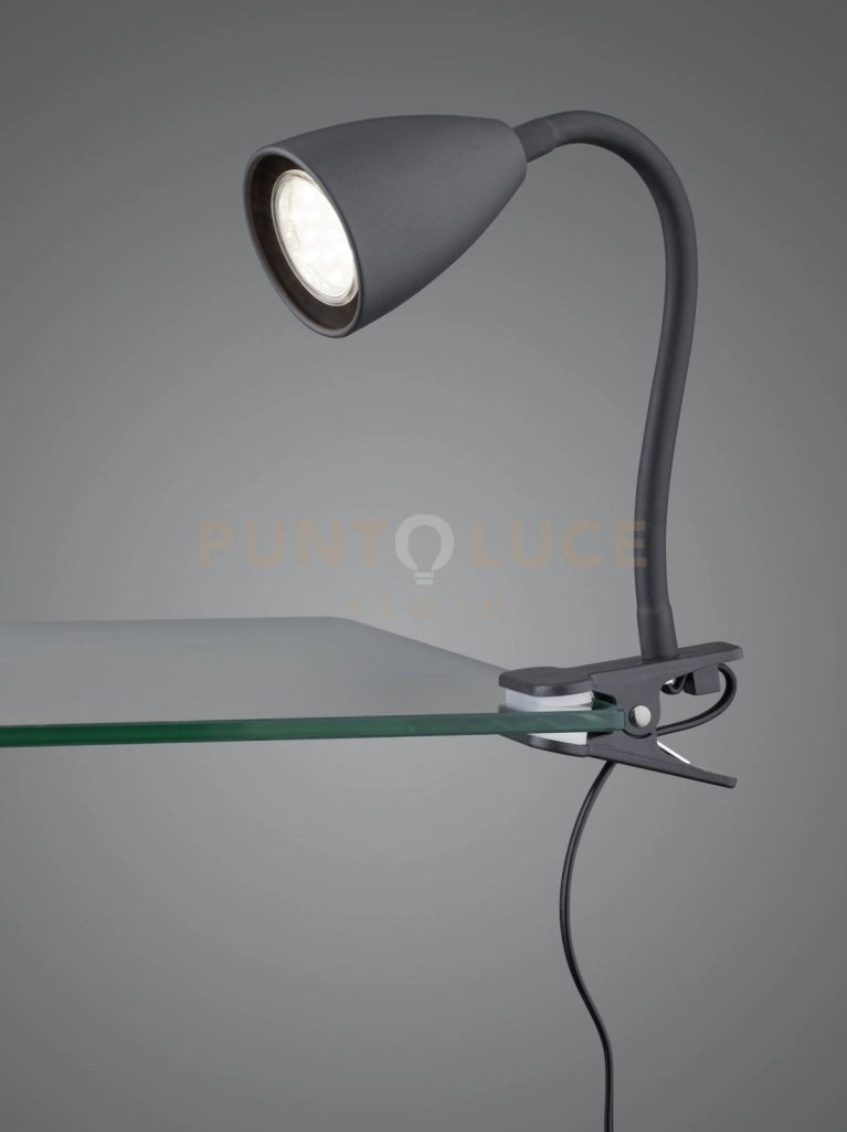WANDA LAMPADA DA TAVOLO FLESSIBILE CON PINZA METALLO NERO H. 20CM 1 LUCE ATTACCO GU10