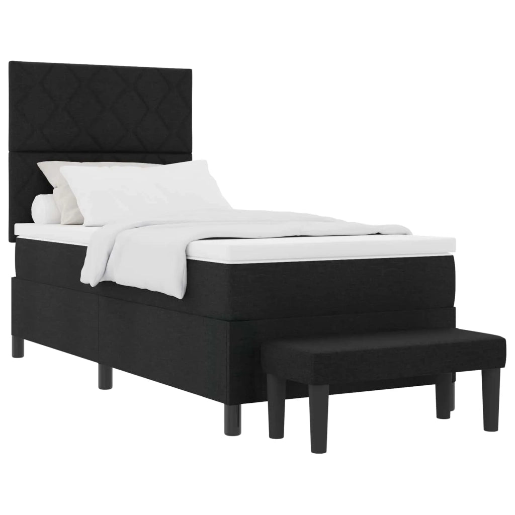 Letto a molle con materasso Nero 100 x 200 cm Tessuto