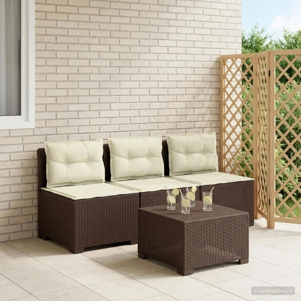 Divano da giardino 3 posti con cuscini in look rattan PP 8011980