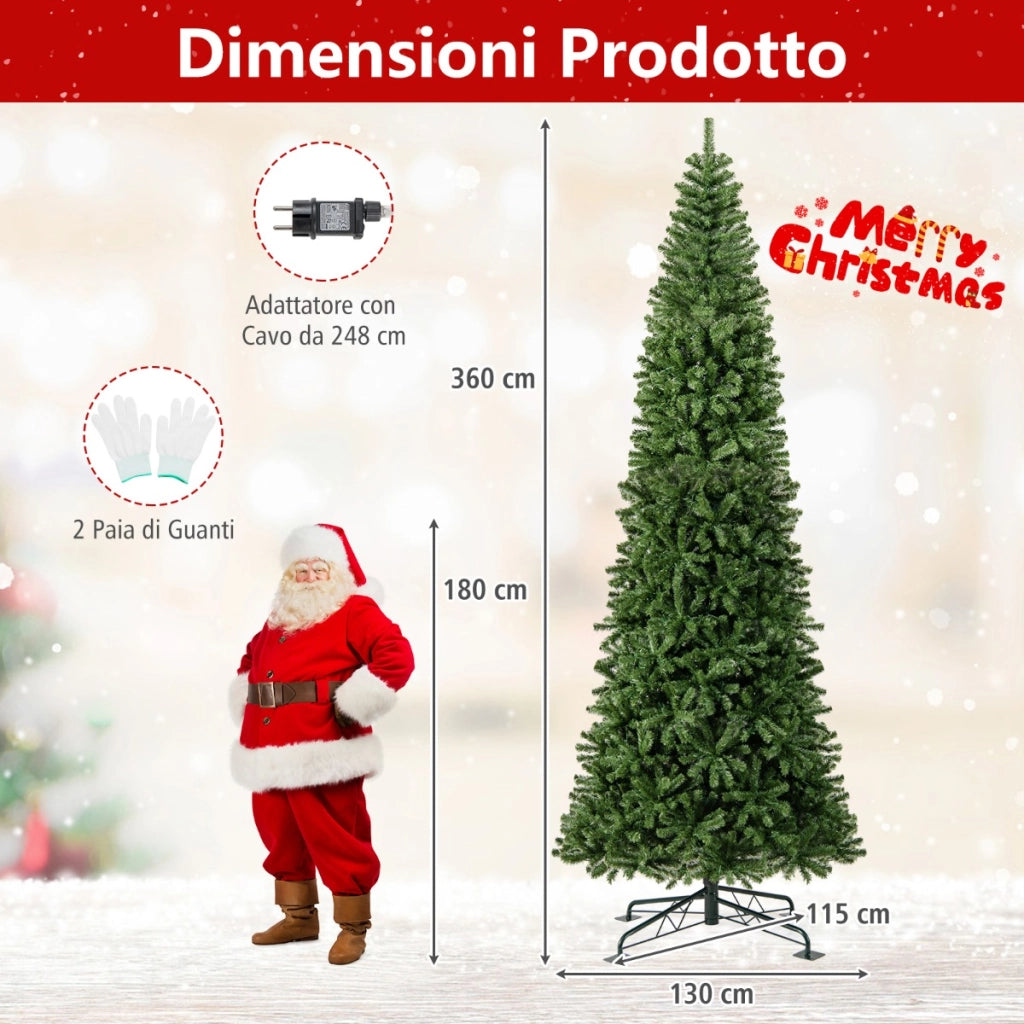 Decorazione natalizia per interni ed esterni con 2536 rami in PVC, Albero di Natale artificiale pre-illuminato