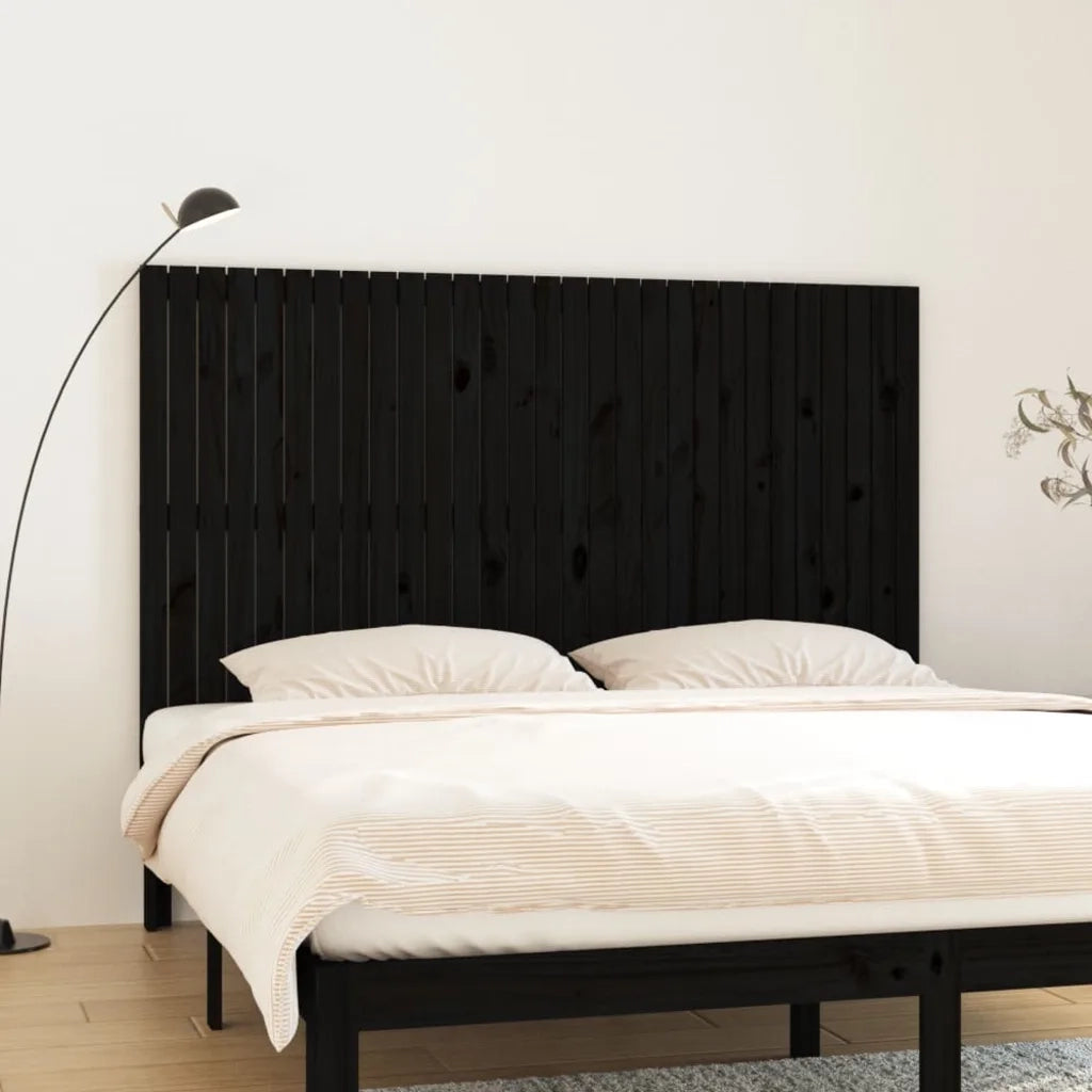 Testiera | Testata da Parete Nera 185x3x110 cm in Legno Massello di Pino