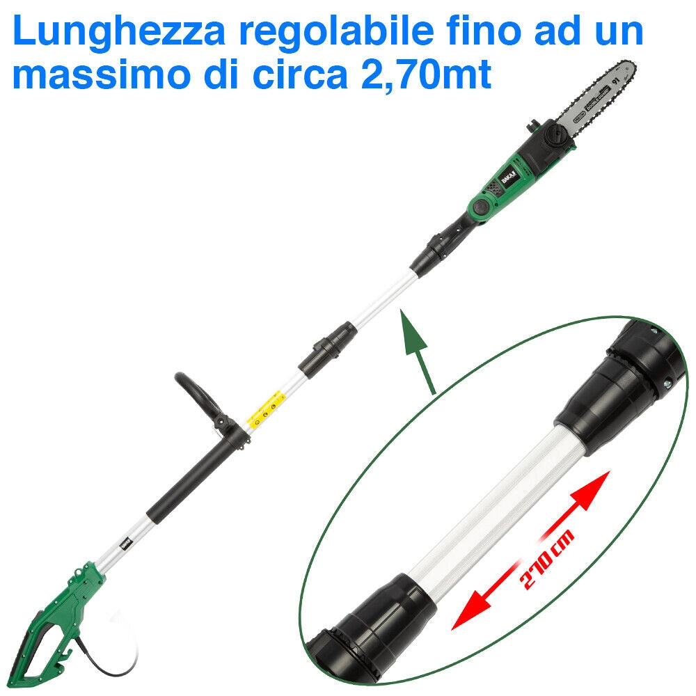 Potatore Elettrico Telescopico Motosega 750W Estensibile Sega a Catena Lama 25cm
