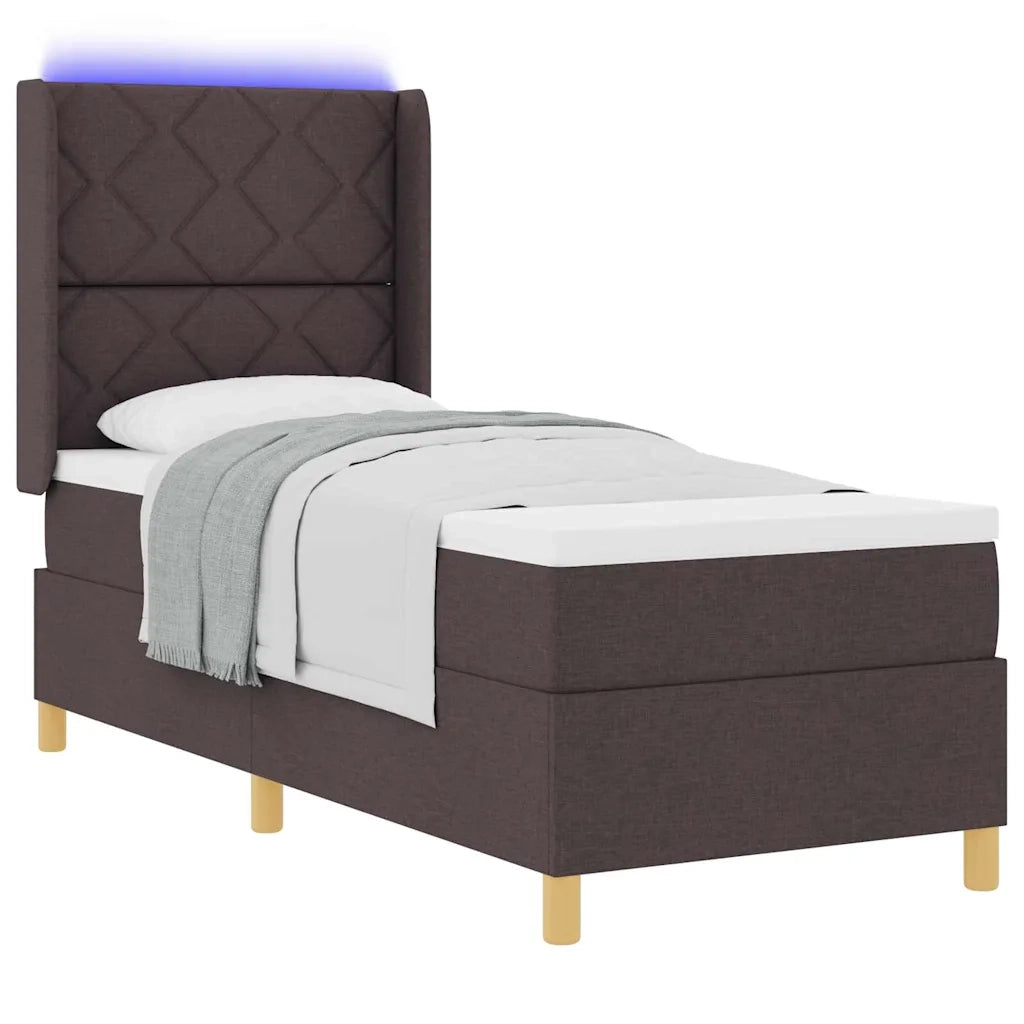 Letto a molle con materasso Marrone 140 x 200 cm Tessuto
