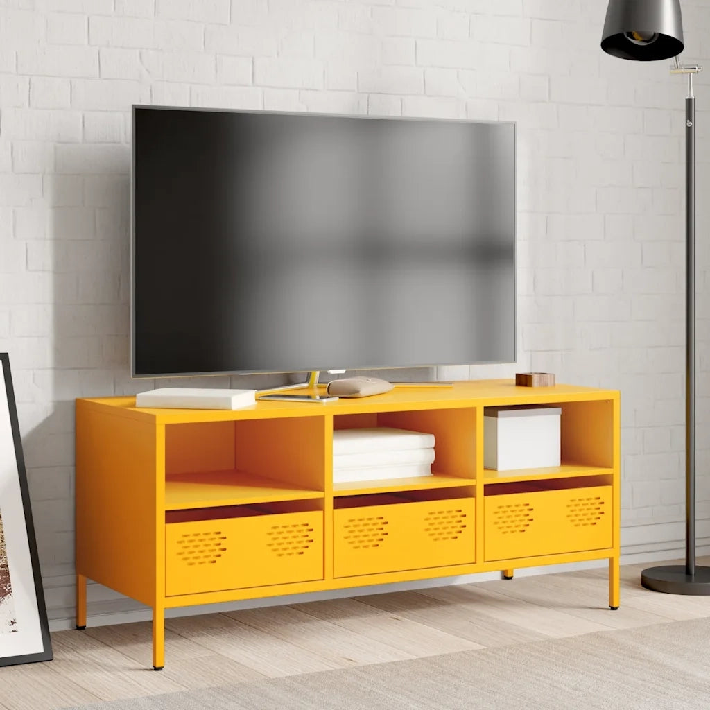 Mobile TV-Credenza TV-Console TV Giallo Senape 101,5x39x43,5 cm in Acciaio 538347