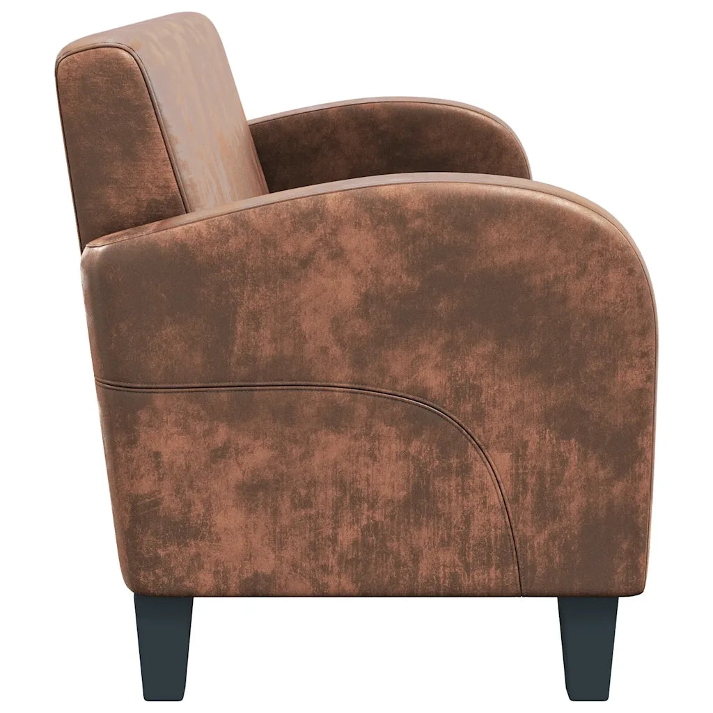 Divano a 3 Posti-Sofa 3 Posti in Pelle Scamosciata Sintetica Marrone