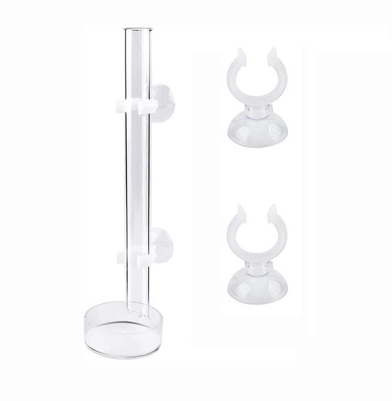 Tubazione alimentare 20 cm - Tubo alimentare in vetro - Piatto per gamberi - 2 clip - Tubazione alimentare per acquario - Sicuro e affidabile