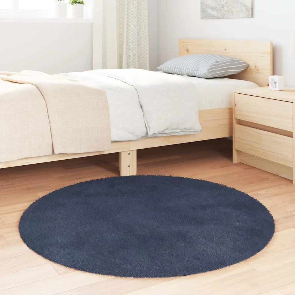 Tappeto del soggiorno | Tappeto Shaggy a Pelo Lungo NAVARRA Blu Marino 100x100 cm