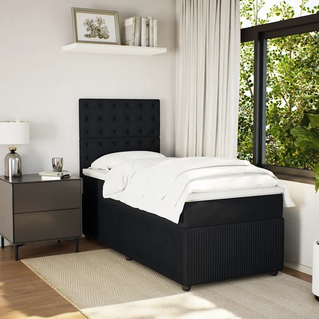 Giroletto a Molle con Materasso Nero 90x200 cm in Velluto 3294552