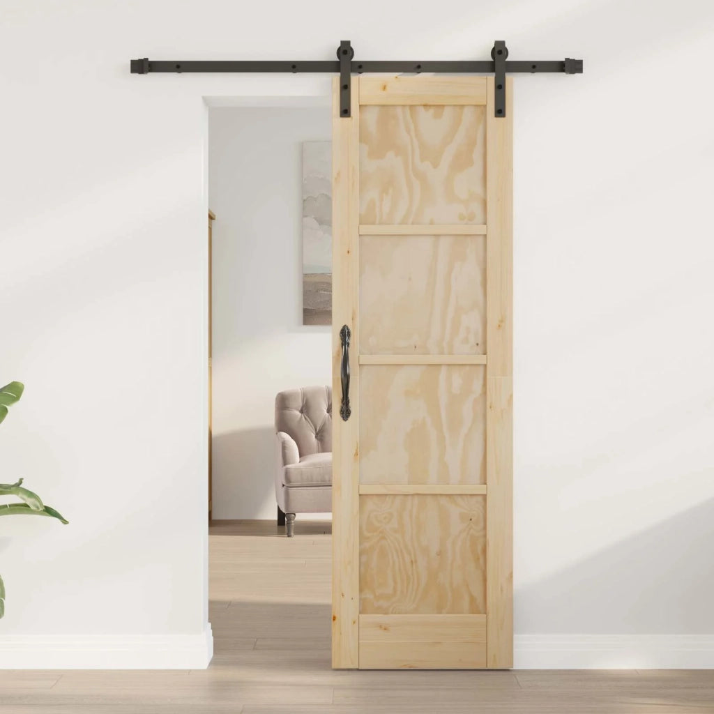 Porta scorrevole Naturale 61 x 198,5 cm Legno Massello di Pino 3445431