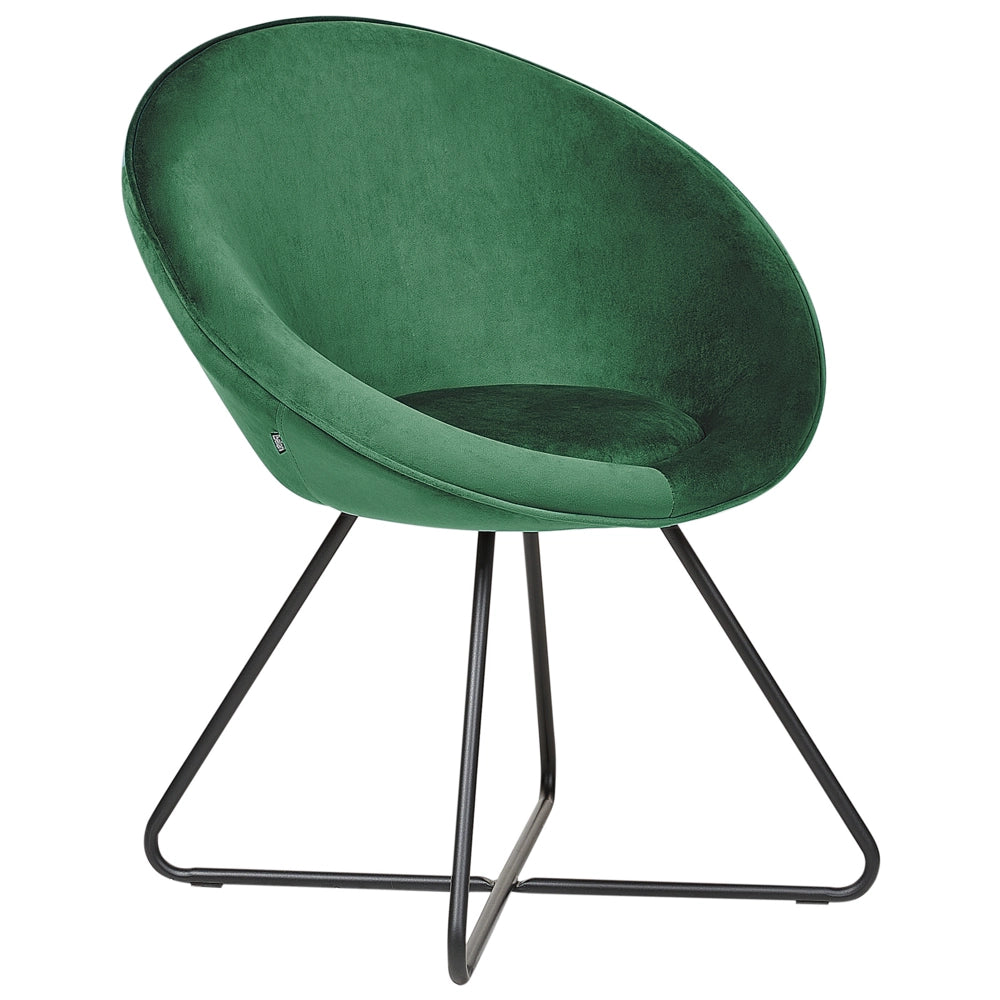 Sedia da salotto Verde Rivestimento in velluto Seduta rotonda Retro Minimalista