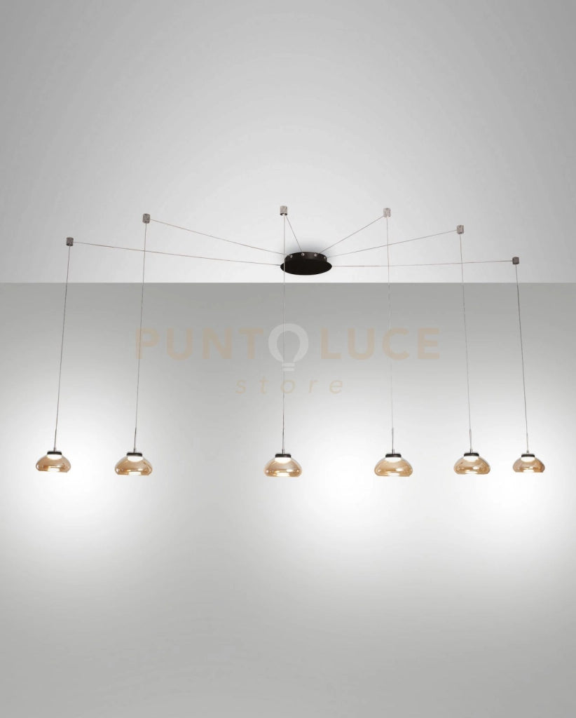 ARABELLA SOSPENSIONE AMBRA 6 LUCI A LED 3000K - 48W - 4530 lm DIMMERABILE SMART C/ACCESS.