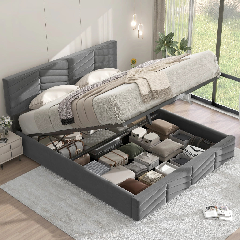 letto imbottito velluto grigio 140 x 200 cm