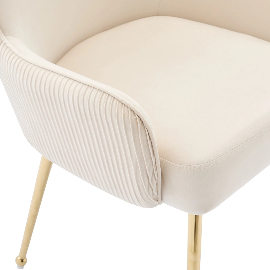 SEDIA Set da 4 in velluto Beige e Oro con braccioli