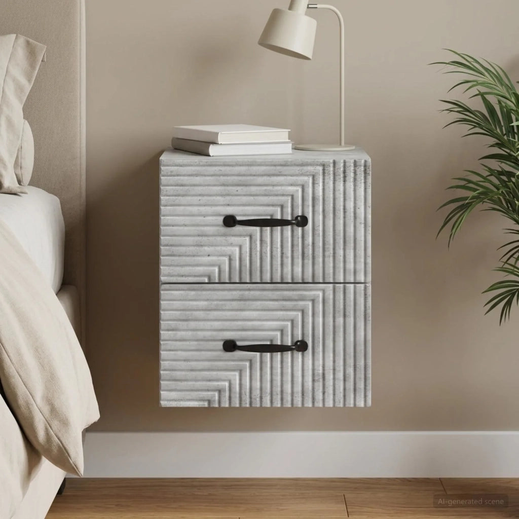 Mobiletto da notte a muro Grigio Cemento 34,5 x 33 x 40 cm 898641