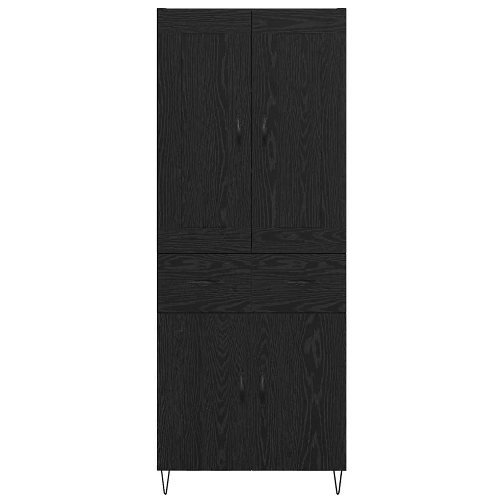 Credenza-Buffet-Armadio da cucina Rovere Nero 69,5 x 34 x 180 cm Legno multistrato 107539
