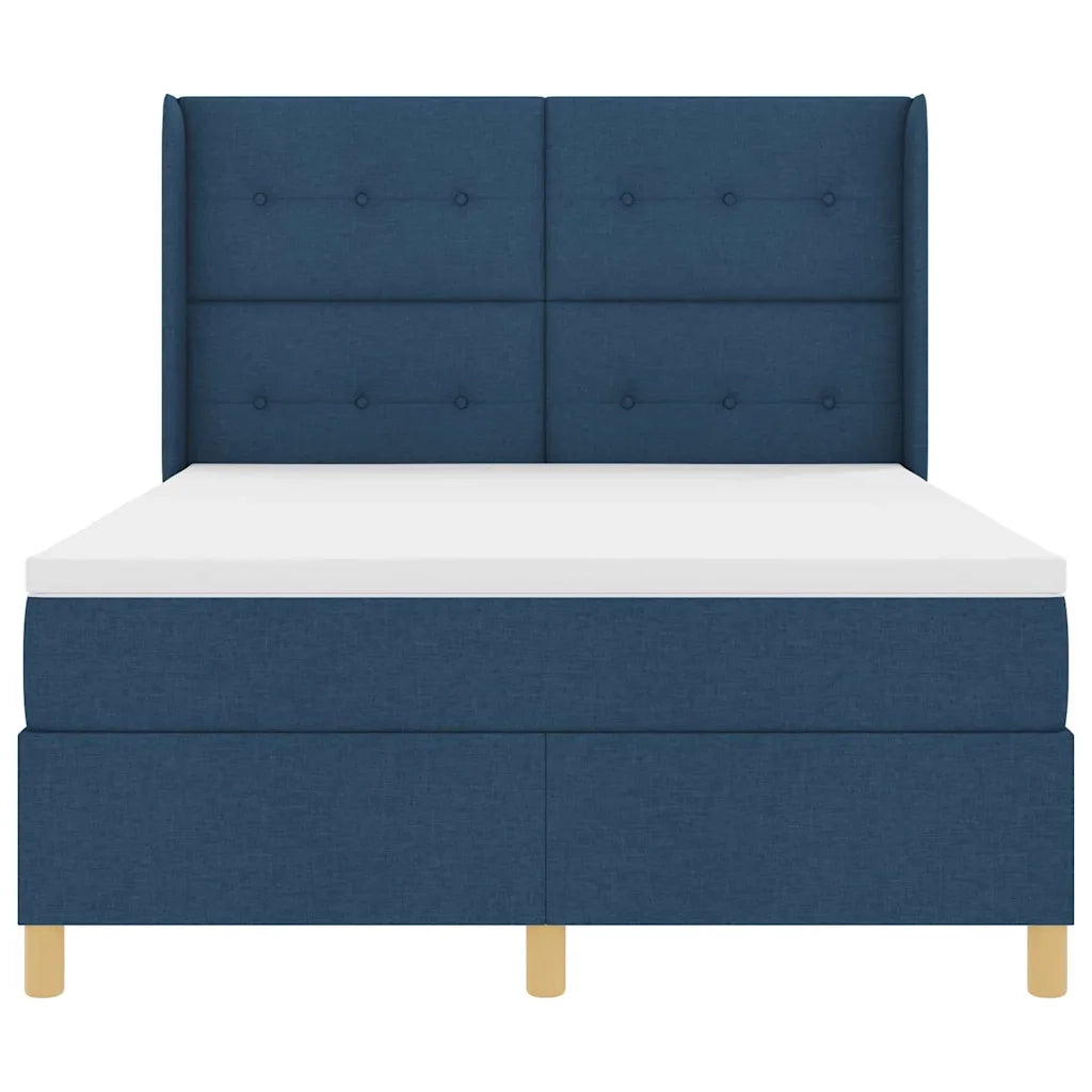 Letto a molle con materasso Blu 140 x 200 cm Tessuto