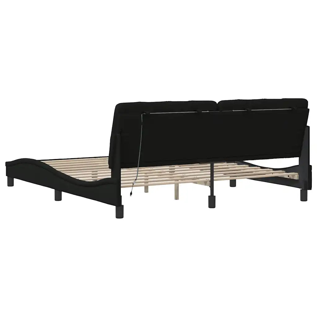 Giroletto con LED senza Materasso Nero 180x200 cm in Tessuto 3310687
