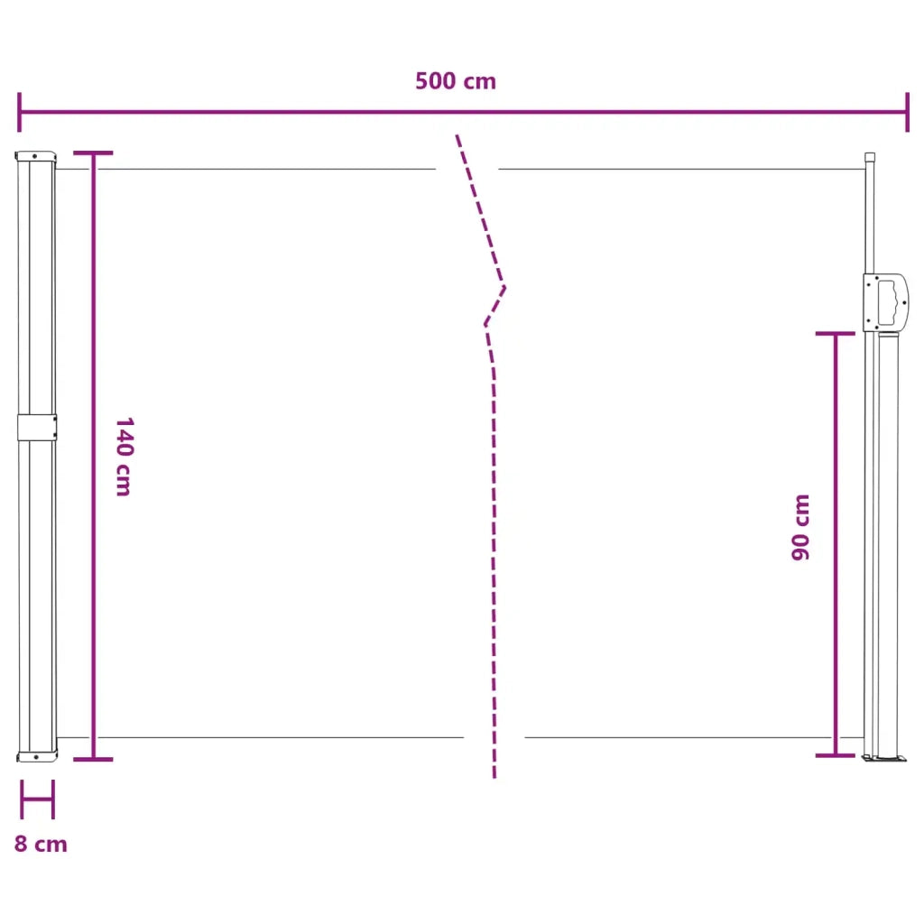 Tenda da Sole | Tenda laterale retrattile Grigio 500 x 140 cm Poliestere