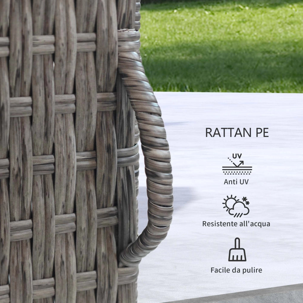 Armadio da Giardino in Polyrattan ¨C Minimal ¨C Grigio, 60x63x120 cm