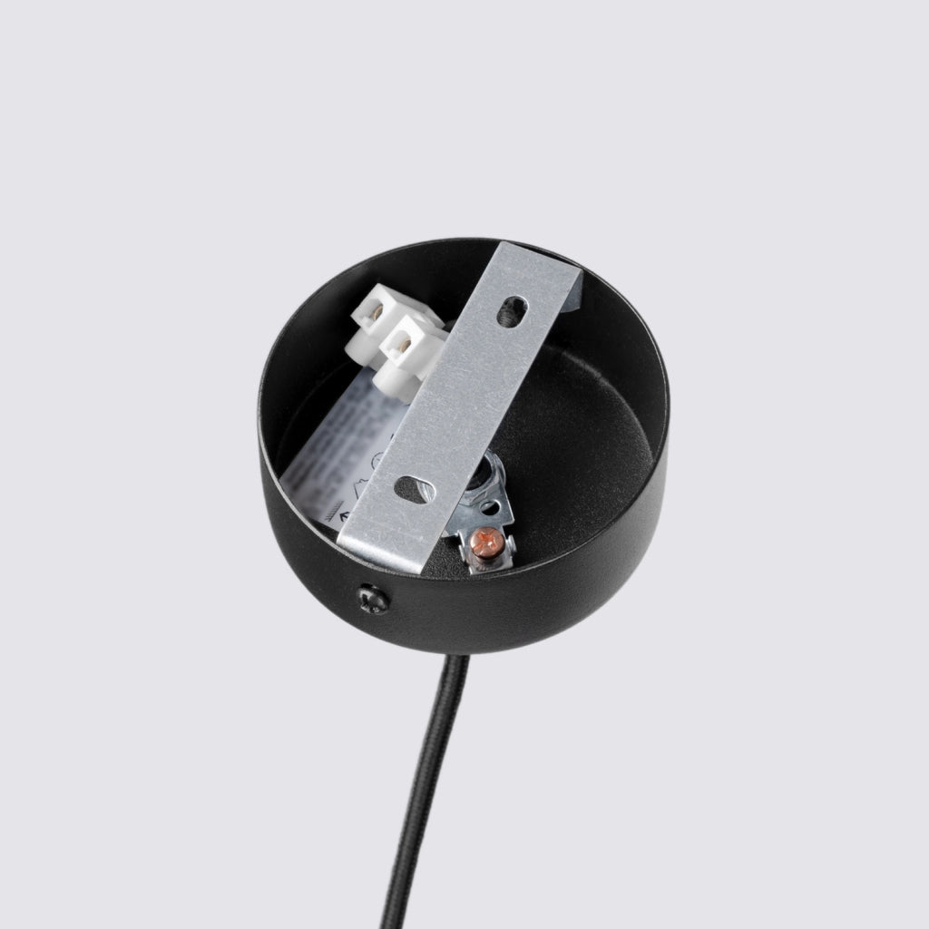 Lampada a sospensione moderna nera disco feltro giallo GU10