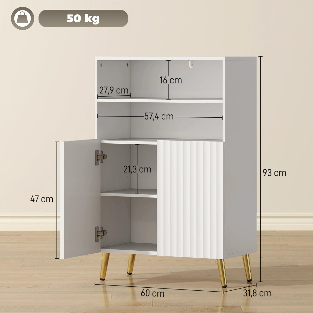 Mobile bagno con ante soft-close e ripiani aperti ¨C Xylo ¨C MDF bianco