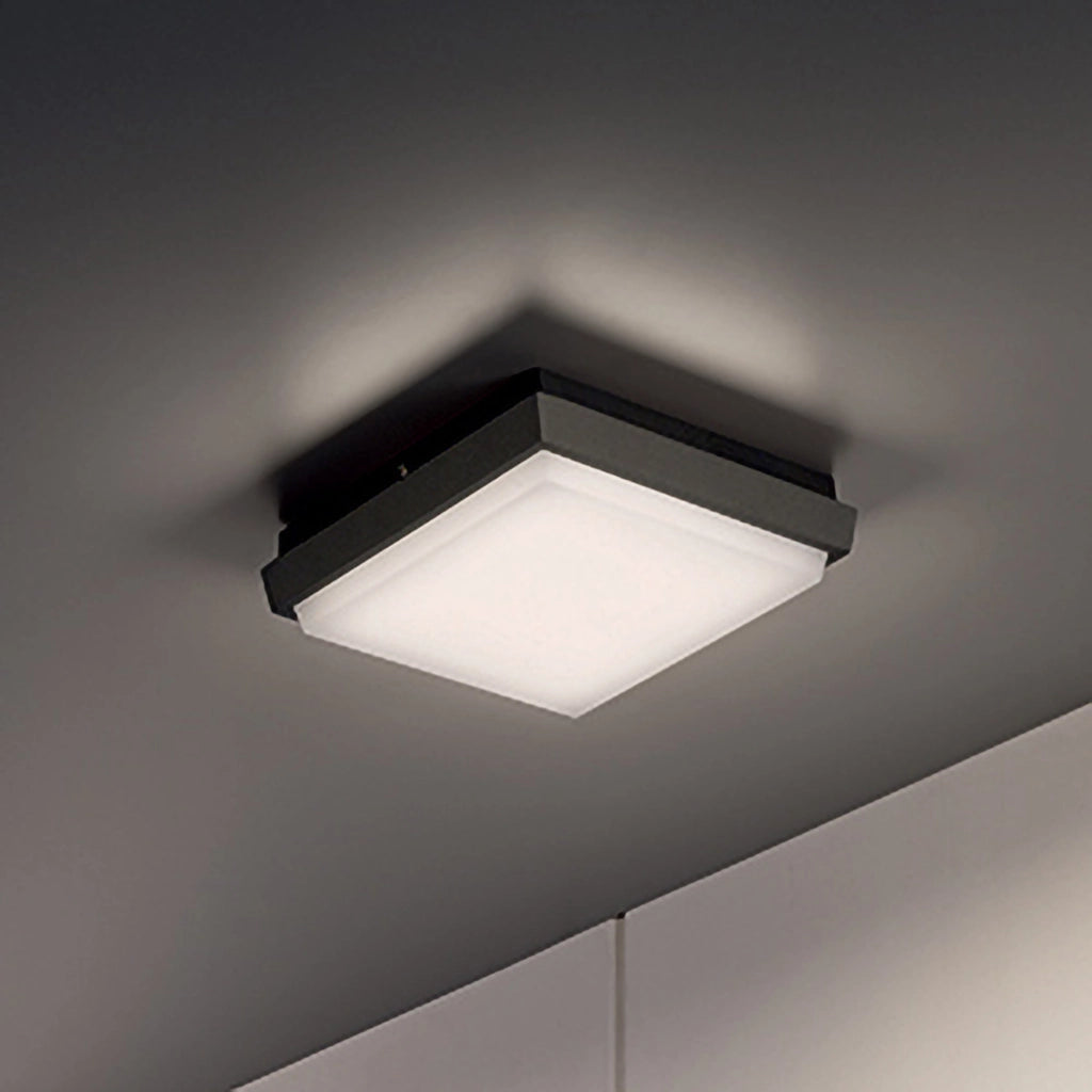 Alu Lampada da Parete e Soffitto in Alluminio Presso-fuso Grigio Scuro 10W LED IP54 3000K 1249 Lumen, Design Moderno Quadrato 17.5x17.5x4.5 cm