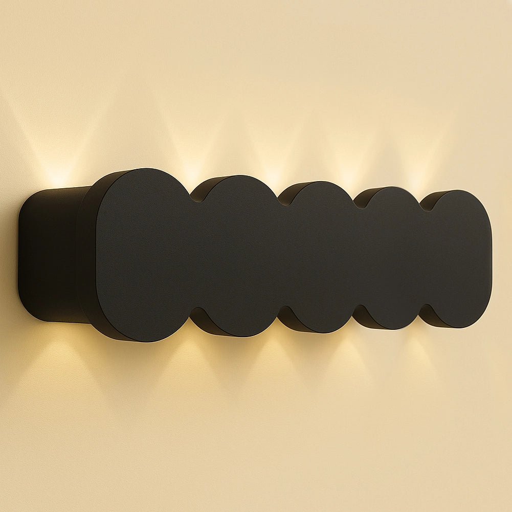 Applique da Muro 10 Led Lampada a Parete Nero con Luce Bianco Caldo 26x8x3cm