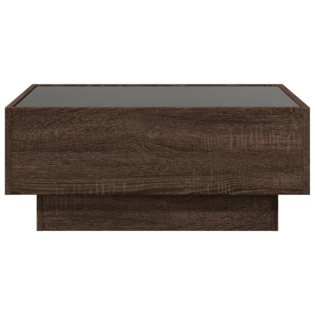Tavolino Salotto con LED-Tavolino da soggiorno-Tavolo Rovere Marrone 70x50x30 cm Multistrato