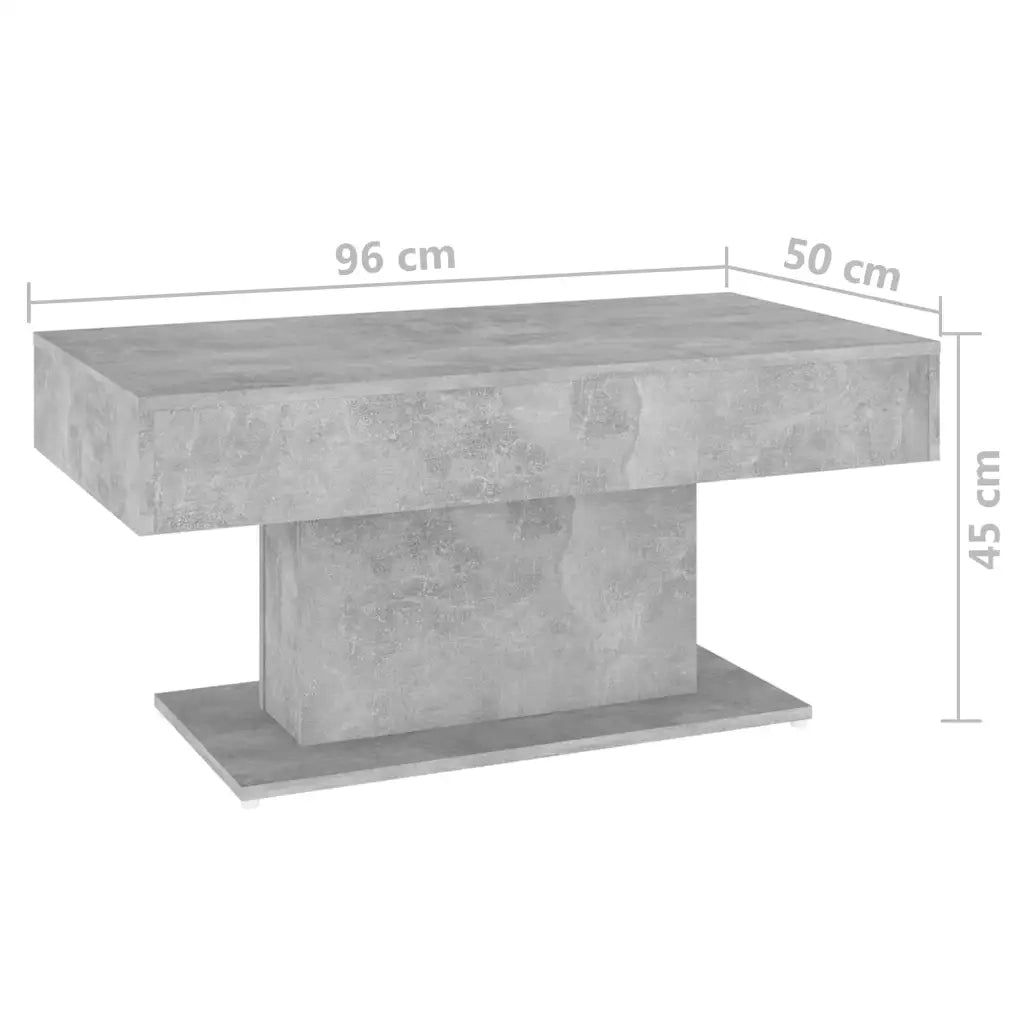 Tavolino da Salotto-Tavolino da soggiorno-Tavolo Grigio Cemento 96x50x45cm Legno Multistrato
