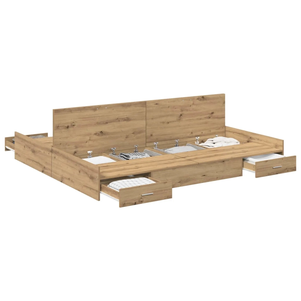 Struttura letto con contenitore Rovere artigianale 200 x 200 cm 3335268
