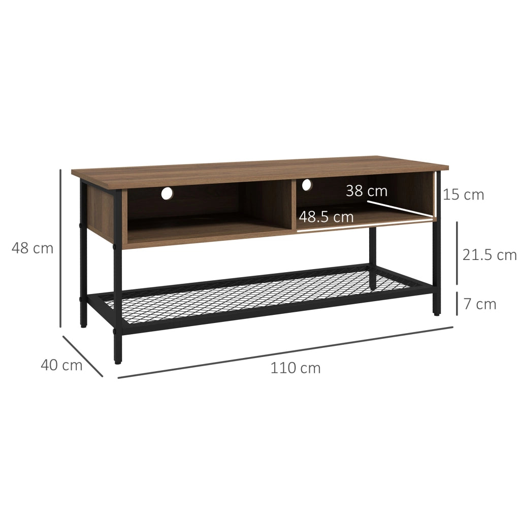 Mobile TV Stile Industriale ¨C Xylo ¨C Legno e Acciaio Marrone Nero 110x40x48cm fino 48 Pollici