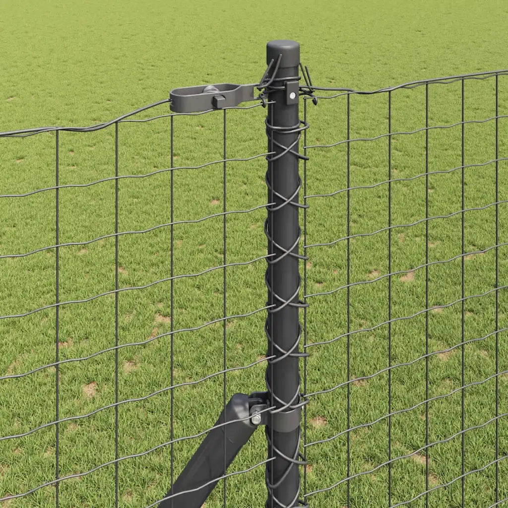 Recinzione con Posto Grigio 1,5 x 10 m Acciaio e PVC
