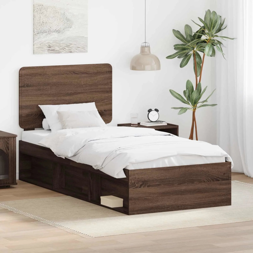 Struttura del letto Rovere Marrone 90 x 190 cm Pino massello 3412548