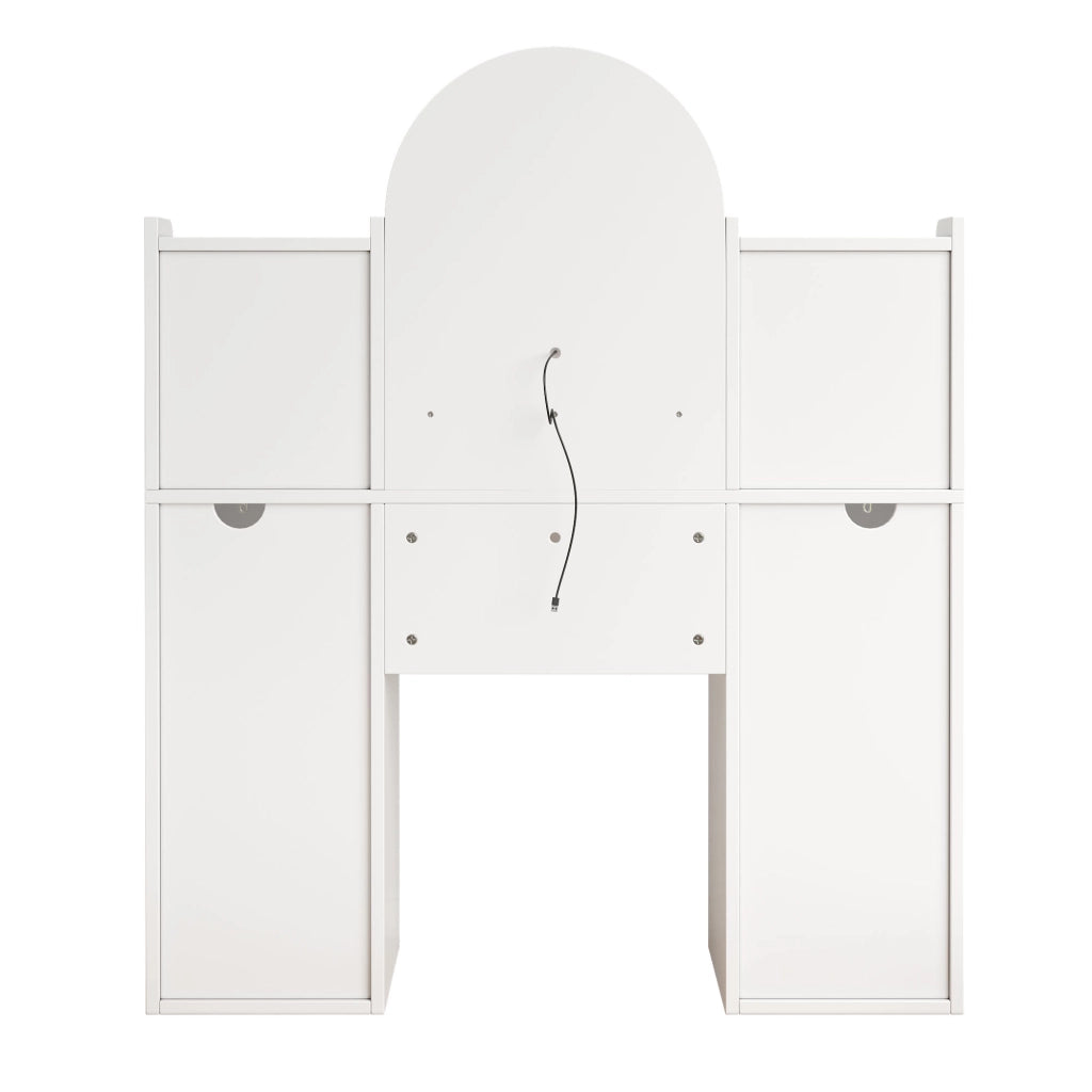 TOLETTA con Specchio LED 120x40x139,5 cm Bianco con 3 Cassetti e 2 Ante in Vetro