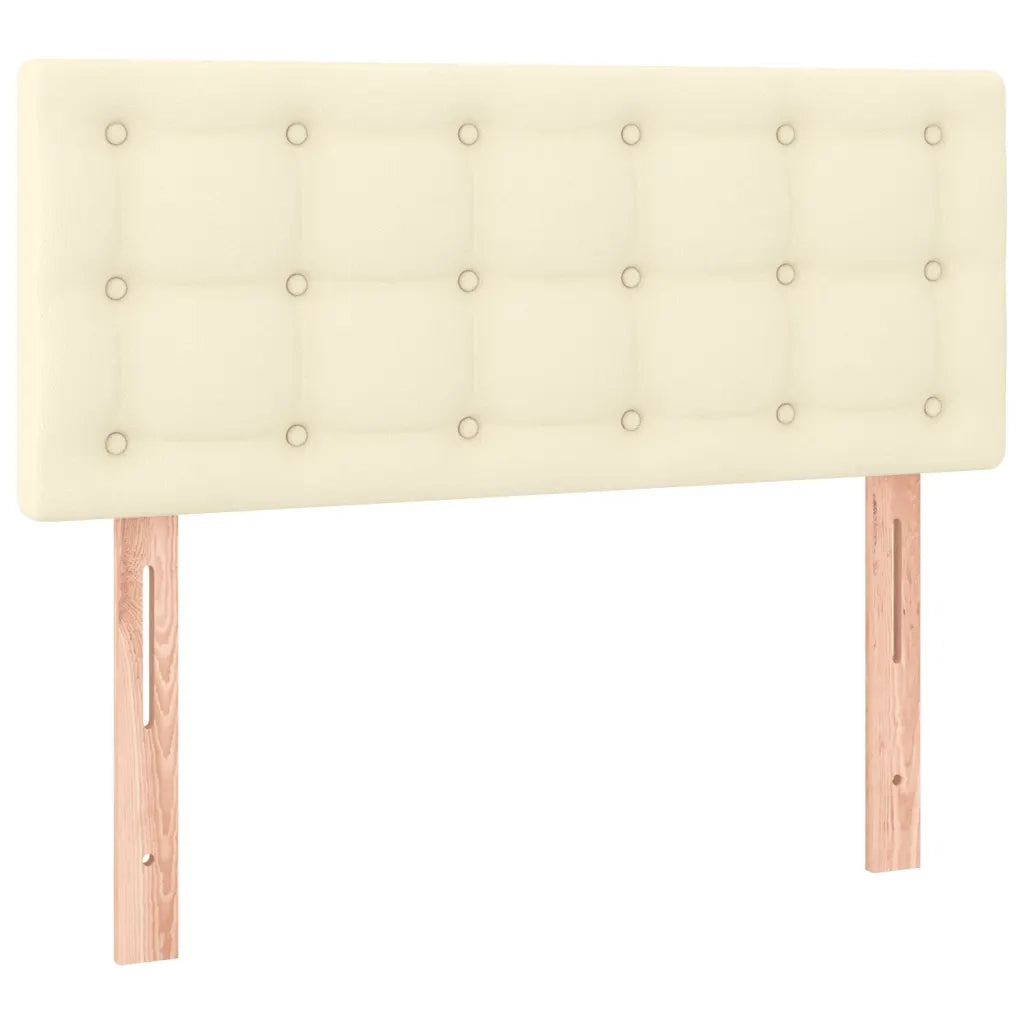 Letto singolo | Letto per adulti | Giroletto a Molle con Materasso Crema 90x190 cm in Similpelle