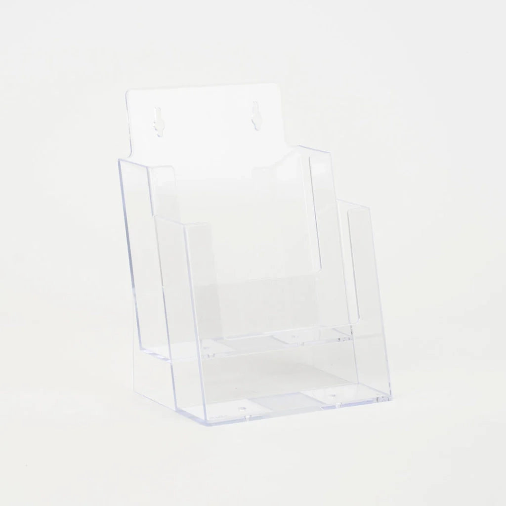 Porta depliant da banco in plexi 2 tasche A5