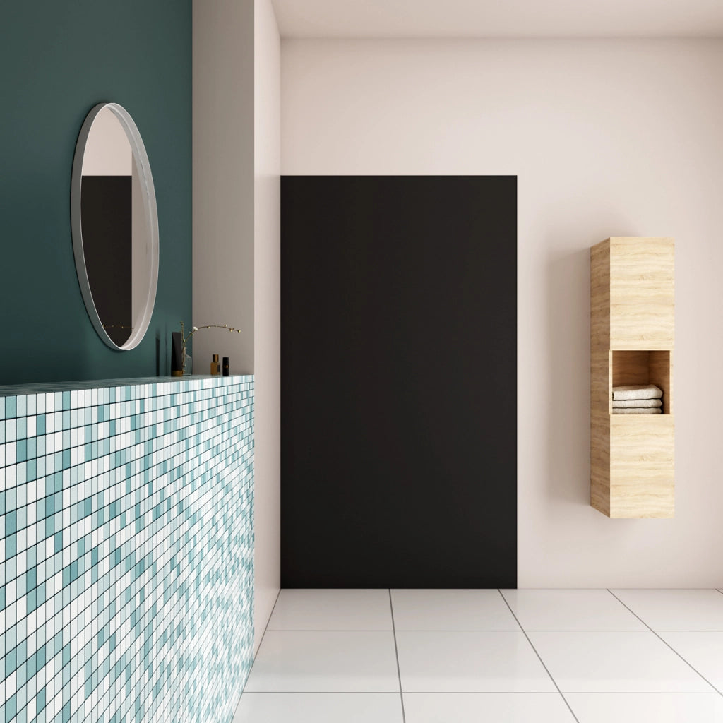 100x210 cm Pannello Doccia Realizzato in Alluminio Spessore 3mm con Profili Finitura Nero Opaco per Rivestimento Parete Bagno