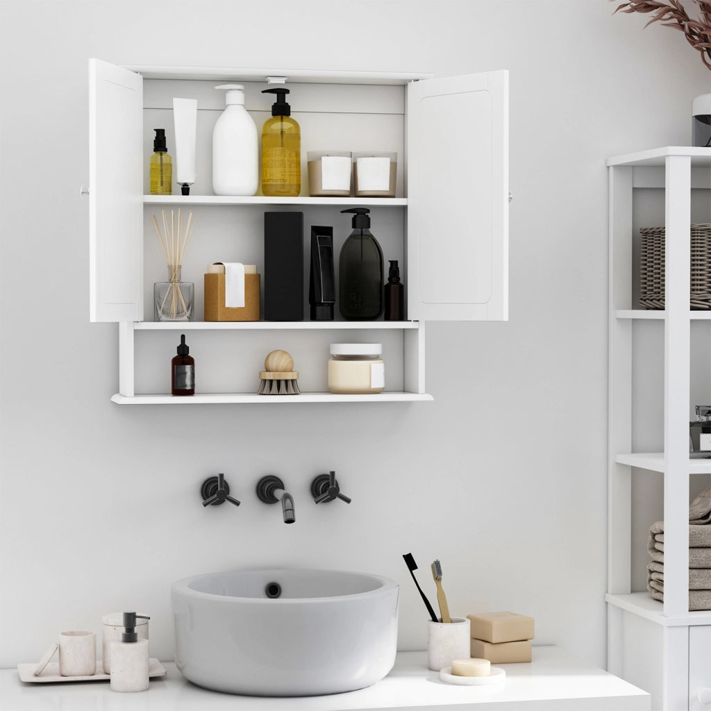 Mobile da Bagno a Parete con Specchio ¨C Xylo ¨C Grigio MDF 56x13x58cm