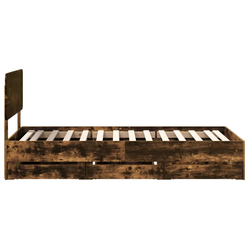 Letto singolo | Letto per adulti | Struttura del letto Quercia Affumicata 100 x 200 cm