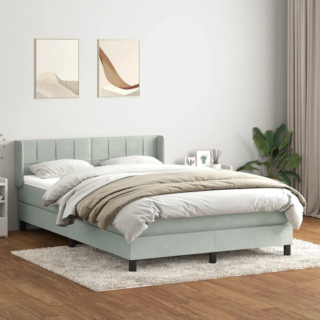 Giroletto a Molle con Materasso Grigio Chiaro 160x210cm Velluto 3318117