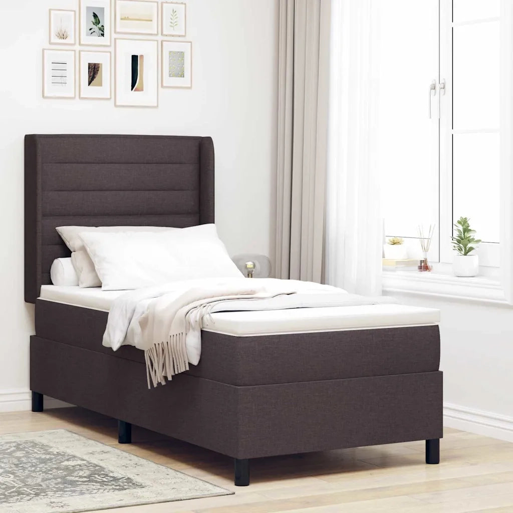 Letto a molle con materasso Marrone Scuro 190 x 90 cm Tessuto 3341556