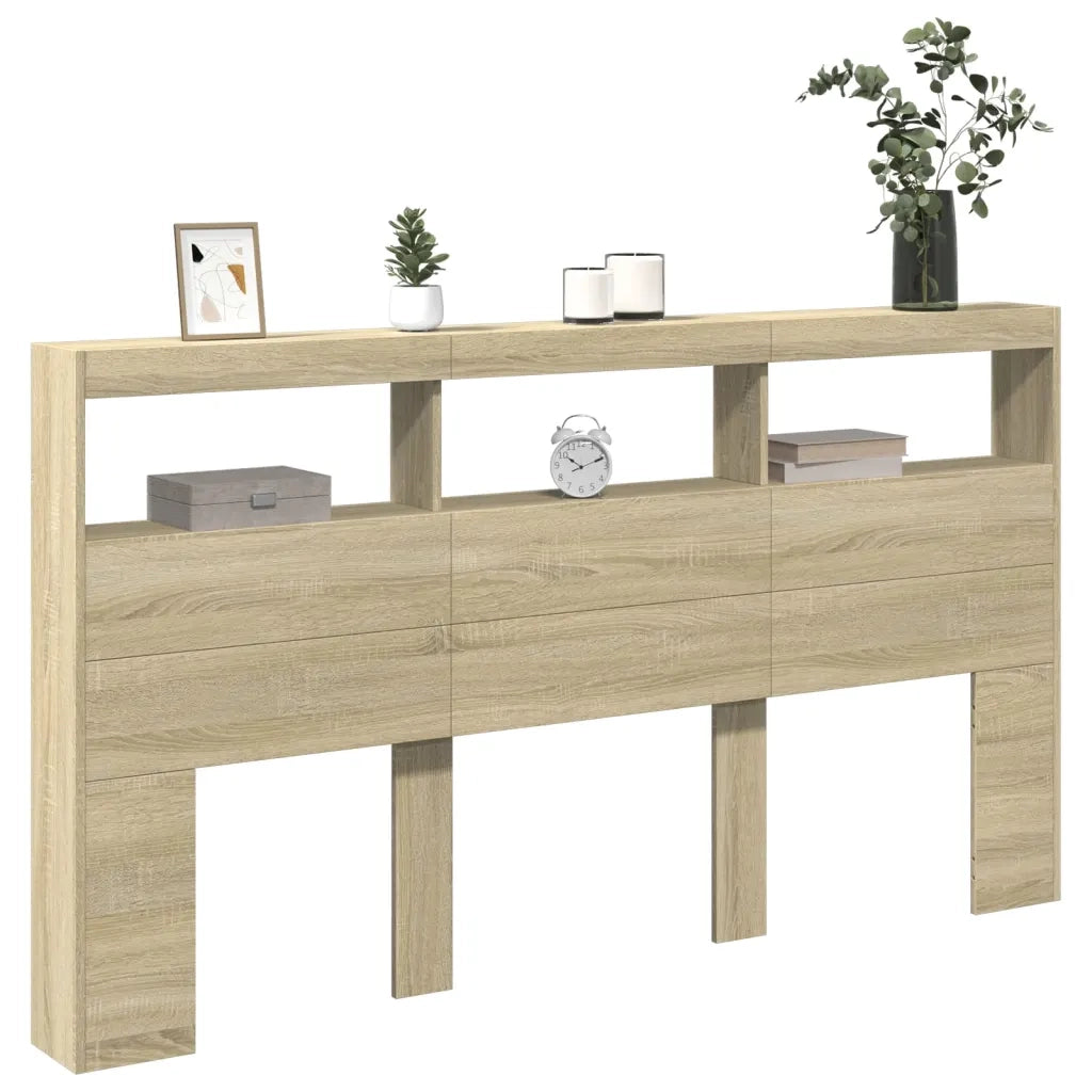 Testiera | Testata con Contenitore a LED Rovere Sonoma 180x17x102 cm