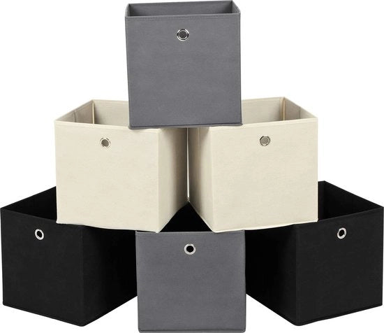 Cassa di stoccaggio pieghevole con fori per dita / dimensioni: 30 cm x 30 cm x 30 cm / colore beige
