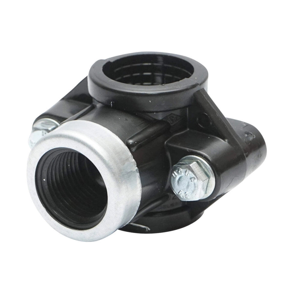 Morsetto di collegamento a compressione D25mm x 1/2 pollici, PN16, per sistemi di irrigazione.