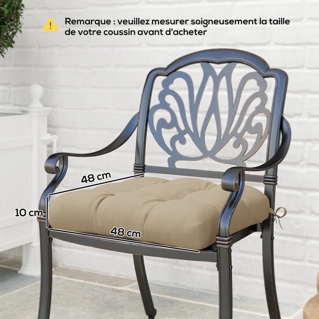 Set 4 cuscini per sedie da giardino ¨C Xylo ¨C imbottiti 10 cm con lacci 48x48 cm cachi