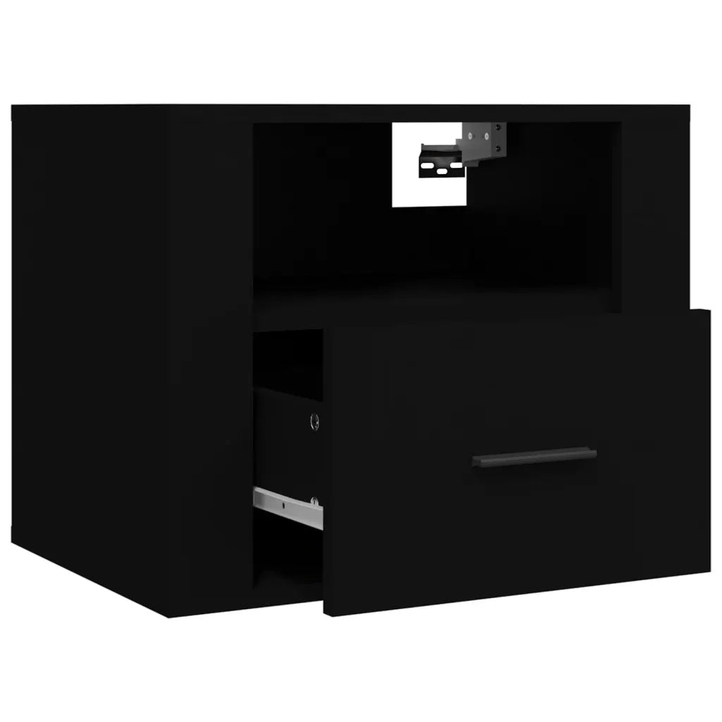 Comodino a Muro Nero 50x36x40 cm 816882
