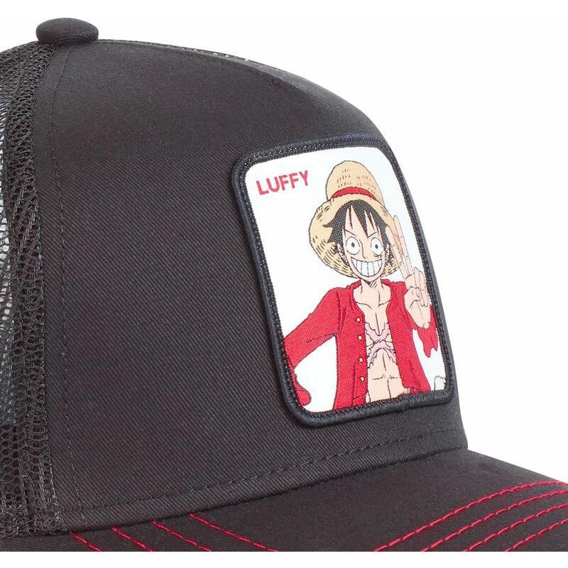 Cappellini da baseball neri con ricamo di Luffy