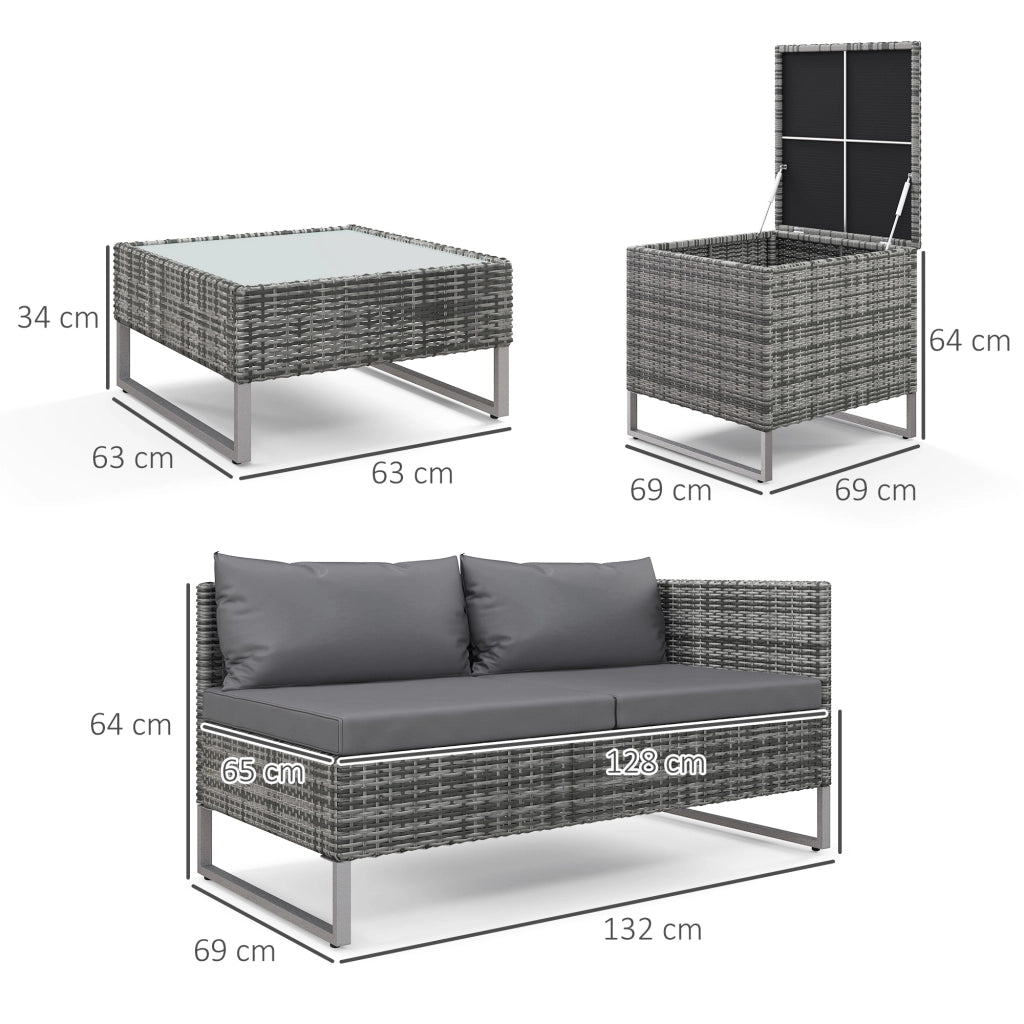Set da Giardino 4 Pezzi con 2 Divani 2 Posti e 2 Tavolini ¨C Xylo ¨C Acciaio e Rattan